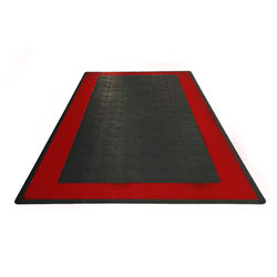 Swisstrax Single Car Garage Floor Mat In Diamondtrax Home Tiles (Border - Black, Red)