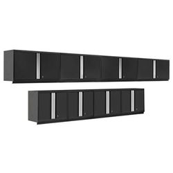 Newage Products Pro 3.0 Series 8-Piece Wall Storage System (4X 28", 4X 42"), Black