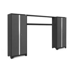 Newage Products Bold 3.0 Series Grey Multi-Use Lockers With 72" Integrated Display Shelf, None
