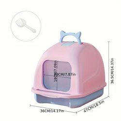 TEMU Protable Handle Cat Litter Box Large Self Cleaning Cat Pan Drawer Cat Potty Tray, Portable Cat Litter Tray For Travel - Soft, Waterproof, Foldable And Lightweight Cat Litter Tray
