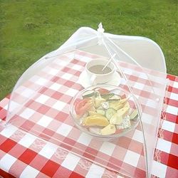 TEMU Large Pop-up White Mesh Food Cover Tent, To Fly Harassment, This Meal Cover You And Folded For And Washing, Protecting Your Meals , Suitable For Picnics, Barbecues And Parties