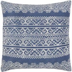 Dewsbury 20" Square Cotton Black/Dark Blue/Navy Lumbar Pillow - Boutique Rugs