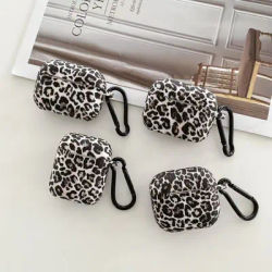 Leopard Print Earphone Case For Airpods 4 USB C Silicone Protective Cover For Apple Airpods Pro2 Generation Shell With Hook