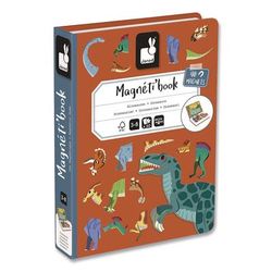Janod Magneti'books, Dinosaurs, 50 Pieces (10 Cards, 40 Magnetic Shapes), Ages 3 to 8 Years (JUYJ02590)
