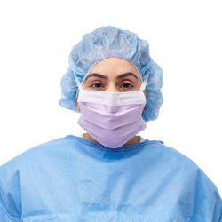 Medline ASTM Level 3 Surgical Face Mask with Anti-Fog Foam, Ties and Thermal Bond Inner/Polypropylene Outer Facings, Purple, 50/BX (NON27412Z)