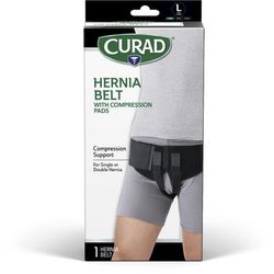 Curad Hernia Belt with Removable Compression Pads, Hook-and-Loop Closure, Elastic, Black, Size L, Retail Packaging, 1 EA (CURORT224LHH)