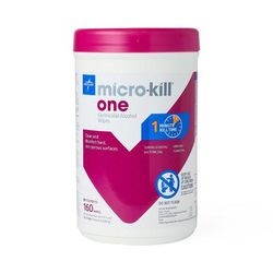 Medline Micro-Kill One Germicidal Alcohol Wipes, Reclosable Canister, 160-Count, 6" x 6.7", 12/CS (MSC351300)