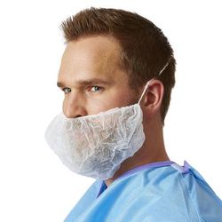 Medline Spunbond Beard Covers with Elastic, White, One Size Fits Most, 100/BX (NONSH400Z)