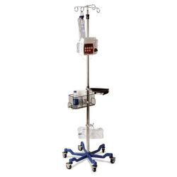 Medline Stainless Steel 6-Leg Heavy-Duty IV Pole with Quick Release Casters, 4 Hook, 73" to 99-1/5" H, 2/CS (MDS80600)