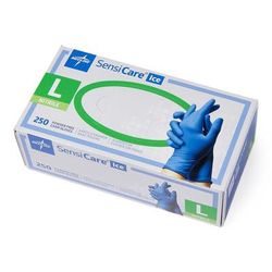 Medline SensiCare Ice Powder-Free Nitrile Exam Gloves, Size L, 250/BX (MDS2503H)
