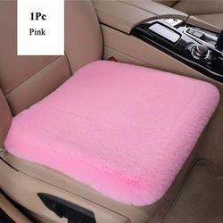 TEMU Luxury Plush Rabbit Fur Car Seat Cushion - Soft, Washable, Removable Cover, Fit For Office Chairs & Cars (light Blue)