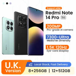 UK Version Redmi Note 14 Pro 5G lconic shots Al crafted NFC 200MP Al camera Smartphone 7300-Ultra 120Hz AMOLED Display