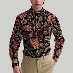 Retrò Vintage Anni '70 Camicia Camicia Aloha Hippie Floreale Costume Per uomo Mascherata Feste Abbigliamento quotidiano Parata dell'Orgoglio Adulti Camicia