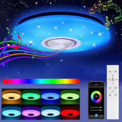 Plafonnier LED 36W avec haut-parleur Bluetooth, intensité variable par télécommande et contrôle par