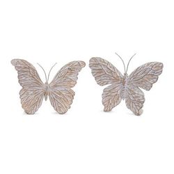Carved Butterfly Shelf Sitter (Set of 4) by Melrose in Beige
