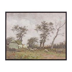 Sheep Farm Print 28"L x 22"H Canvas/Plastic by Melrose in White/green/brown