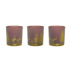 Votive Holder (Set of 3) PVC Box 3"H Glass by Melrose in Red/gold