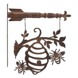 Bumble Bee Hive Garden Sign 15.5"H by Melrose in Bronze