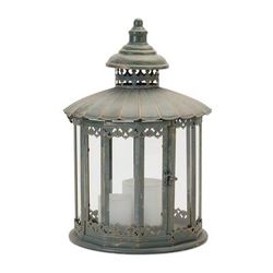 Ornate Round Brushed Metal Lantern 20"H by Melrose in Grey