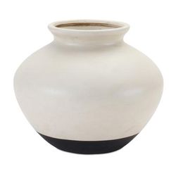 Pot 9"D x 7.5"H Ceramic by Melrose in Cream/black