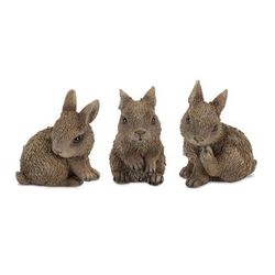 Mini Garden Bunny Rabbit Figurine (Set of 3) by Melrose in Brown
