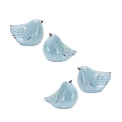Cracked Terra Cotta Bird Figurine with Distressed Finish (Set of 4) by Melrose in Blue Grey