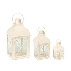 Lantern (Set of 3) 8.5"H, 13.75"H, 18.5"H Metal/Glass by Melrose in White