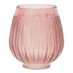 Vase 7"D x 8"H Glass by Melrose in Pink