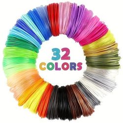 TEMU 320 Feet 3d Printer Filament Set, 32 Vibrant Pla Colors, Per Spool, Includes 2 Finger Guards, Creative Diy 3d Printing Supplies