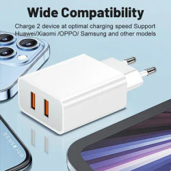 2.4A 2 USB Fast Charger Mobile Phone EU/US/UK Plug Wall Adapter Charging Travel Chargers For Samsung Huawei Xiaomi