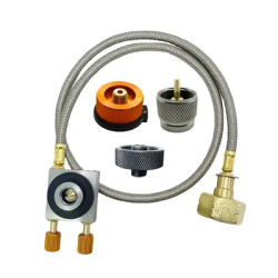 Europe Outdoor Cylinder Filling Adapter Camping Gas Tank Refill Adapter Gas Stove Furnace Connector with Pressure Relief Valve
