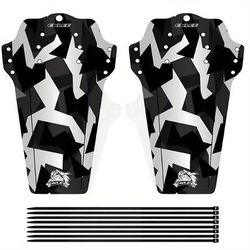 TEMU 2pcs Mountain Bike Fenders Set - Pvc Non-original Universal Front And Rear Mudguards For Mtb And Road Bicycles, Carbon Fiber Pattern