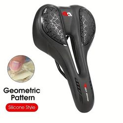 TEMU West Biking Gel Silicone Bicycle , Unisex-adult, Comfortable , Hollow Breathable Cycling Soft Cushion, Mtb Road Bike Seat, Black