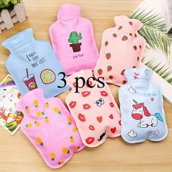 TEMU 3pcs Cute Cartoon Mini Hot Water Bottles - Reusable Pvc Hand Warmers, Portable & Battery-free