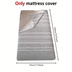 TEMU [1pc Futon Mattress Protector Cover] Japanese-style Futon Mattress Protector Cover, Soft Knitted Polyester, Machine Washable, Active Print, With Zipper Closure, For Twin, Full, Queen