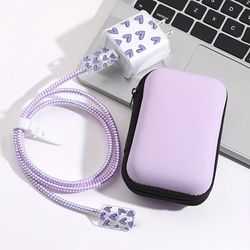 TEMU Eva Hard Shell Carrying Case For Iphone 20w Charging Cable And Accessories, 6-piece Set, Organizer For , No Battery - Cable Management Protective Kit