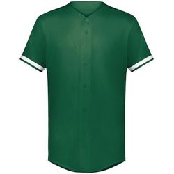 Augusta Sportswear 6910 Athletic Youth Cutter+ Full Button Baseball Jersey T-Shirt in Dark Green/White size XL | Polyester/Spandex Blend