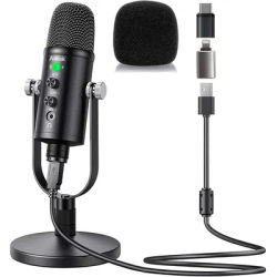 Mercase USB Microphone,Condenser Microphone for Phone,Computer,PS4 and PS5,with Quick Mute,Plug & Play,Cardioid Pickup,Recording