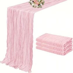 TEMU Set Of 3 Cheese Cloth Table Covers, Semi-transparent Bohemian Style, Suitable For Wedding Decorations, Bridal Showers, And Birthday Parties.