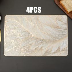 TEMU Set Of 2/4 Patterned Vinyl Placemats, Thickened For Heat Insulation, Scratch-resistant And , Suitable For Home Dining Tables, Cafes, Restaurants, Etc., In Multiple Colors.