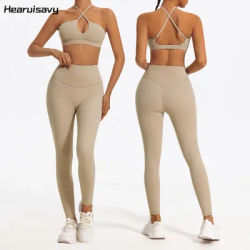 Hearuisavy Ultra-soft Fabrics 2Pcs Long Sleeve Gym Set Women Yoga Clothes Sportswear Running Workout Sets Sports Bra Suit Women