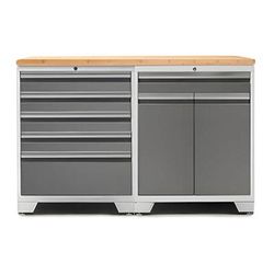 NewAge Garage Cabinets PRO Platinum 3-Piece Garage Cabinet Set with Bamboo Top