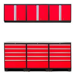 NewAge Garage Cabinets PRO Red 7-Piece Garage Storage Set with Stainless Steel Top