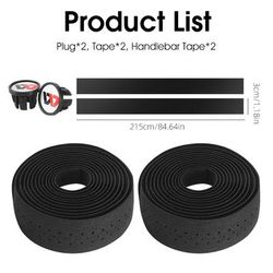 TEMU 2pcs West Biking Eva High Elastic Handlebar Tape, Non-slip Breathable Cycling Gear, Black, With Uncharged For Road Bikes, Cycling Accessories