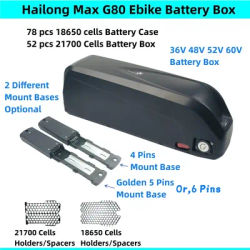 Hailong Max G80 E-bike Battery Box Shell 36V 48V 52V 60v Li-ion Battery Case 78 70 pcs 18650 Cells 52 50 pcs 21700 Cells Box