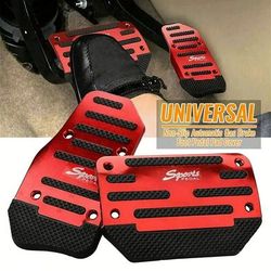 TEMU Aluminum Car Pedal Cover Set Automatic Transmission & Gas Foot Covers In Red Silvery, Blue - Stylish Auto Interior Accessories