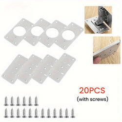 TEMU 20pcs Stainless Steel Hinge Repair Kit With Screws - Durable Door & Cabinet Fixing Plates For Kitchen, Furniture & Dark Boxes