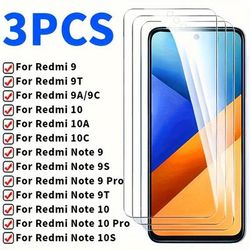 TEMU 3pcs Protective Glass For Xiaomi Redmi 9 9t 9a 9c 10 10a 10c Tempered Screen Protector Redmi Note 9 9s 9t 9 Pro Pro 10s Safety Glass Film