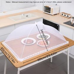 TEMU 1pc Large Pop-up Mesh Food Cover, Extra Thick Netting, Rectangular Foldable Dustproof , Washable Picnic Food Protector