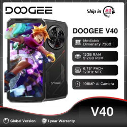 Global Version DOOGEE V40 5G 32GB 512GB Rugged Phone 6.78"2.4K Ultra-clear Display MTK Dimensity 7300 8680mAh 108MP Al Camera